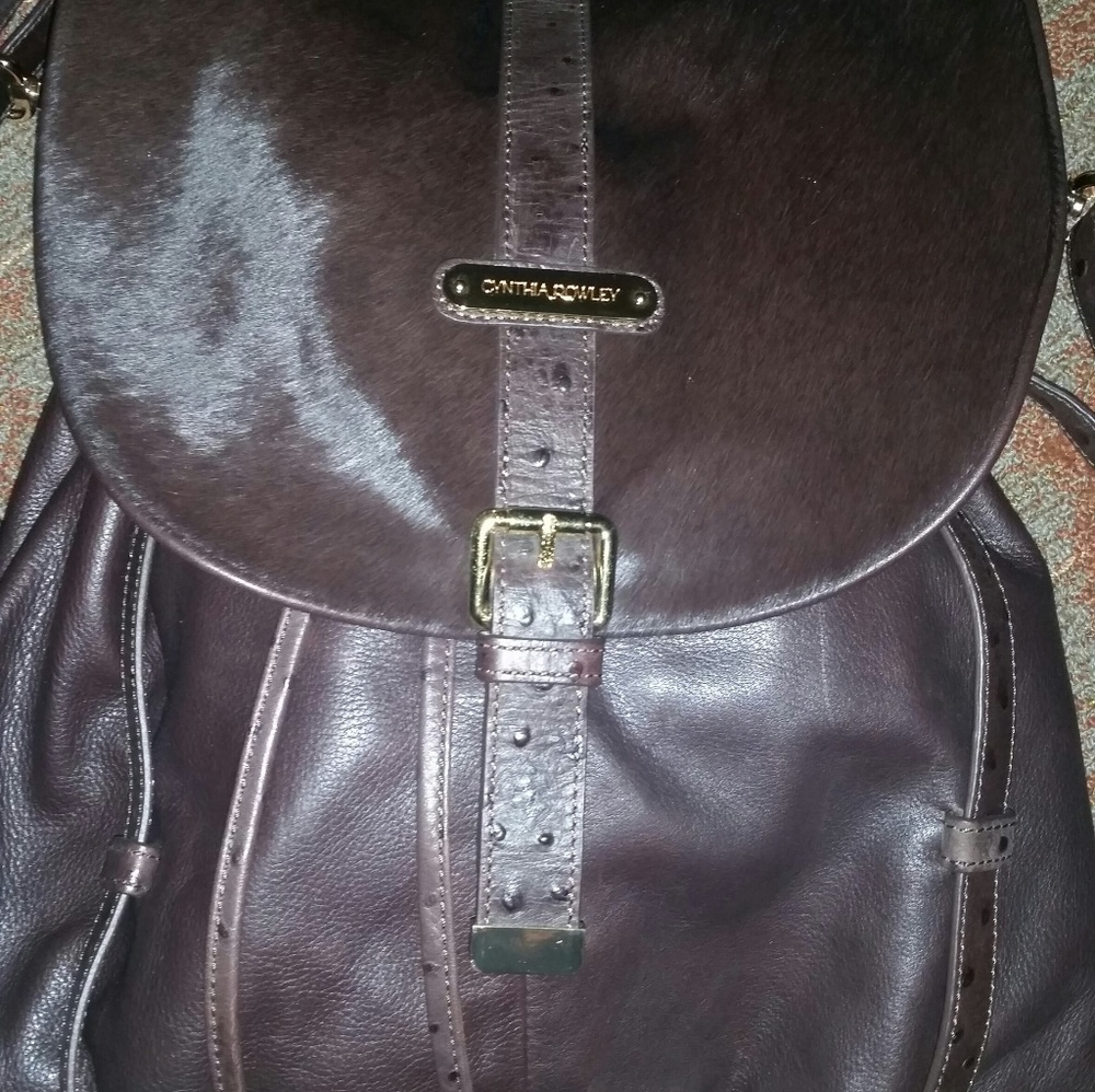 AUTHENTIC Cynthia Rowley Soft Leather Bag with Cow Hide (backpack purse)
